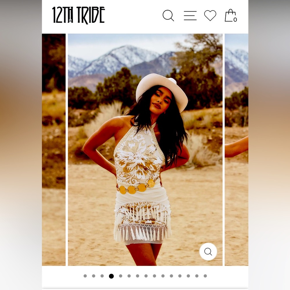 12th Tribe Cream and Gold Backless Dress